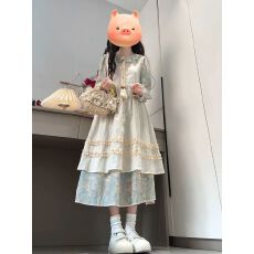 批发2026早秋新款新疆草原旅游穿搭<b class='q'>长裙</b>套装女森系田园风碎花连衣裙子