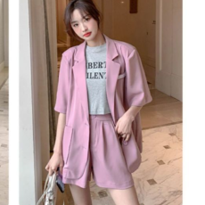 批发时尚小西装套装<b class='q'>女</b>士薄款2026夏季新款韩版休闲西服外套短裤两件套