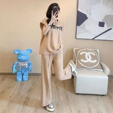 批发港风炸街<b class='q'>运动</b>休闲套装女夏新款宽松<b class='q'>时尚</b>减龄短袖阔腿裤两件套