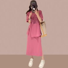 批发6535鱼鳞女装夏季<b class='q'>套装</b>女<b class='q'>欧洲站</b>遮肚显瘦半身裙两件套胖mm300斤