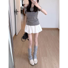 批发<b class='q'>套装</b>女夏新款韩系斜肩字母短袖修身上衣高腰显瘦半身裙