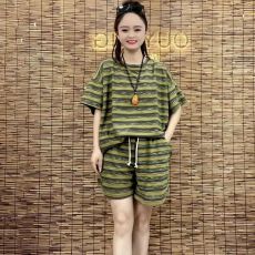 批发牛奶丝200克】200斤休闲套装女夏新款宽松大码遮肉<b class='q'>时尚</b>短裤两件套