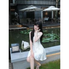 批发法式千金小香风杏色<b class='q'>连衣裙</b>女生2026夏季宴会小礼裙<b class='q'>蝴蝶结</b>蓬蓬短裙