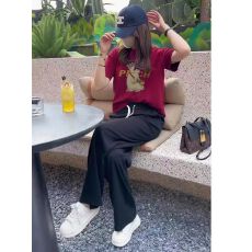 批发休闲运动服套装<b class='q'>女</b>夏季2026新款学院风甜美兔子短袖<b class='q'>长裤</b>减龄两件套