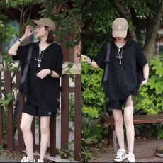 批发仿棉鱼鳞200克】<b class='q'>大码</b>套装女夏装新款休闲运动宽松短袖短裤两件套