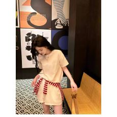 批发韩系简约休闲<b class='q'>运动服</b>套装女夏季时尚<b class='q'>百搭</b>宽松白色短袖短裤两件套潮