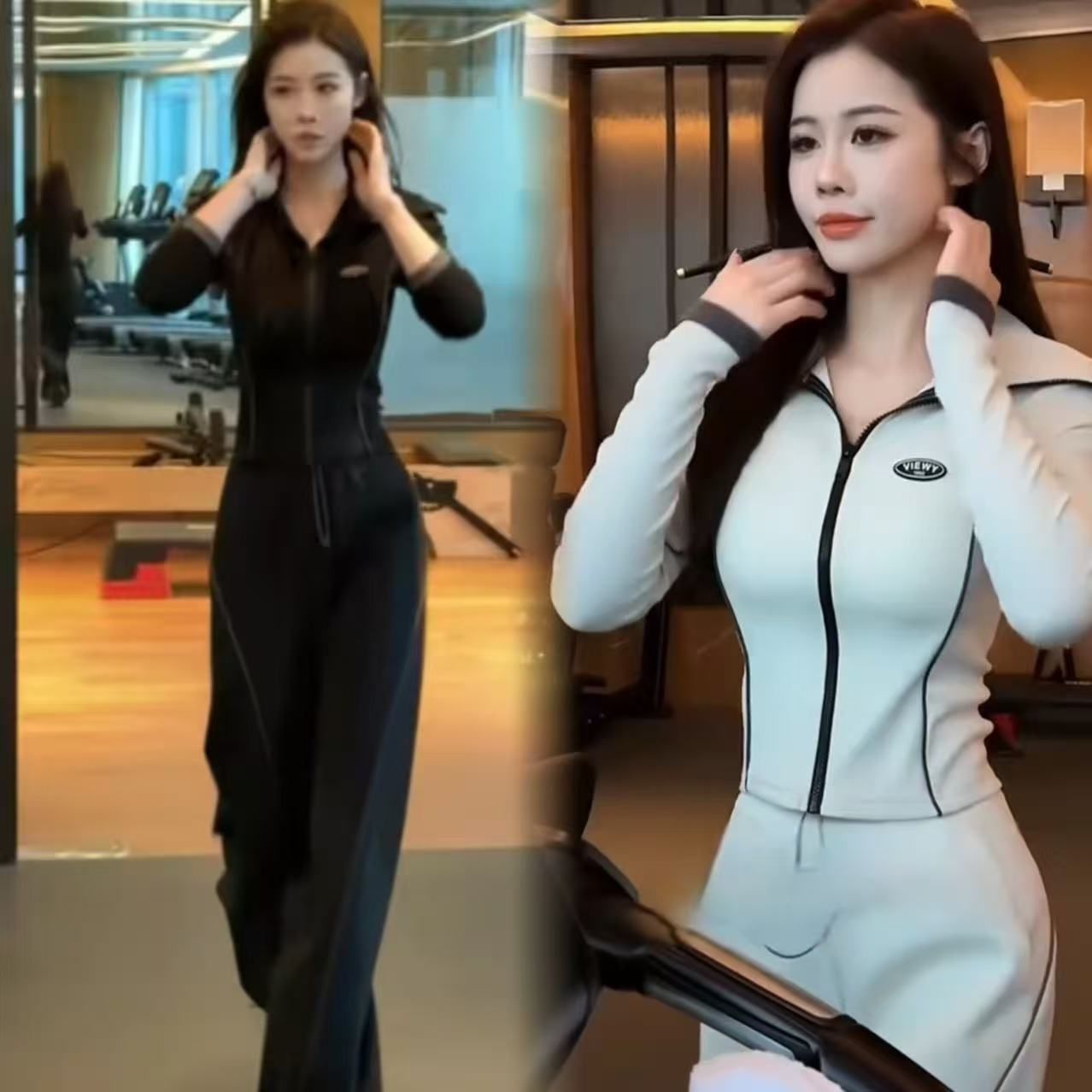 유럽 상품 캐주얼 스포츠 슈트 여성 2026 새로운 봄 가을 패션 맨위 와이드 레그 팬츠 투피스 세트 트렌디