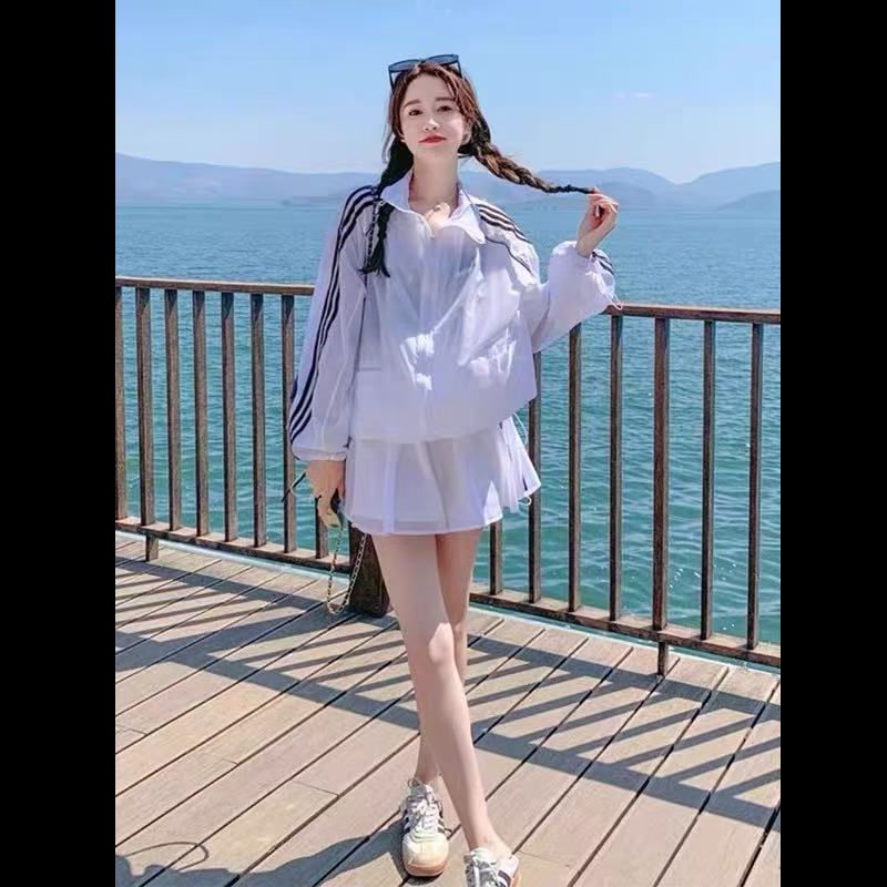 캐주얼 운동 착용 가져 가라. 자외선 차단 의류 세트 여성 여름 2026 슈퍼 화재 연령 감소 느슨함 센스 얇고 가벼운 반바지 투피스 세트 트렌디
