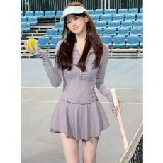 批发<b class='q'>运动</b>风<b class='q'>气质</b>防晒套装女2026年春夏设计感修身立领外套+显瘦半身裙