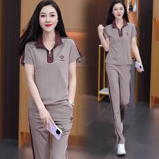 批发夏季新款休闲<b class='q'>运动服</b>套装女2026洋气减龄显瘦<b class='q'>时尚</b>短袖直筒裤两件套