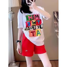 批发美式复古字母印花短袖t恤女2026新款小众潮牌中长款宽松显瘦上衣
