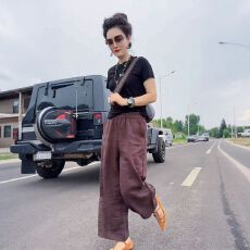 批发夏季新款<b class='q'>套装</b>女短袖T恤高腰宽松显瘦阔腿直筒休闲裤子两件套