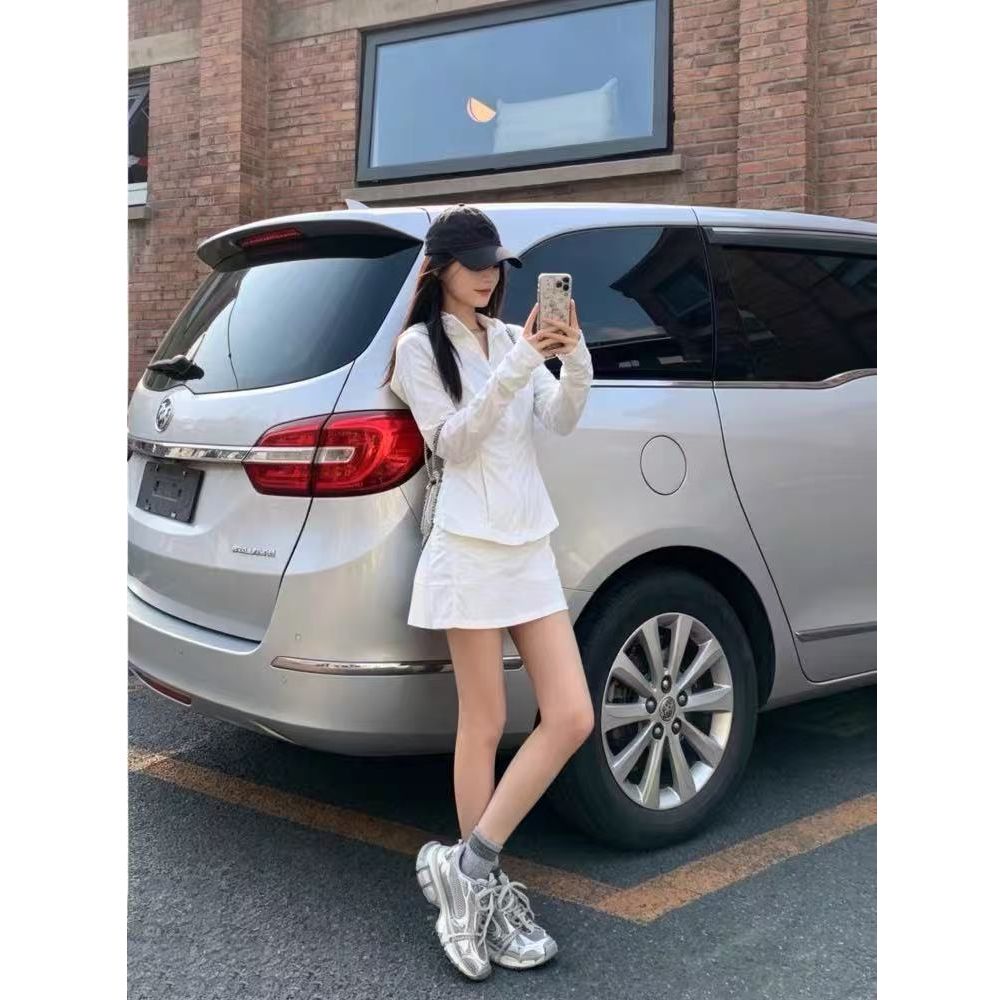 운동 캐주얼 요가 의류 자외선 차단 의류 자외선 차단 세트 여성 여름 새로운 몸매 가꾸기 긴팔 재킷 반신 스커트 투피스 세트