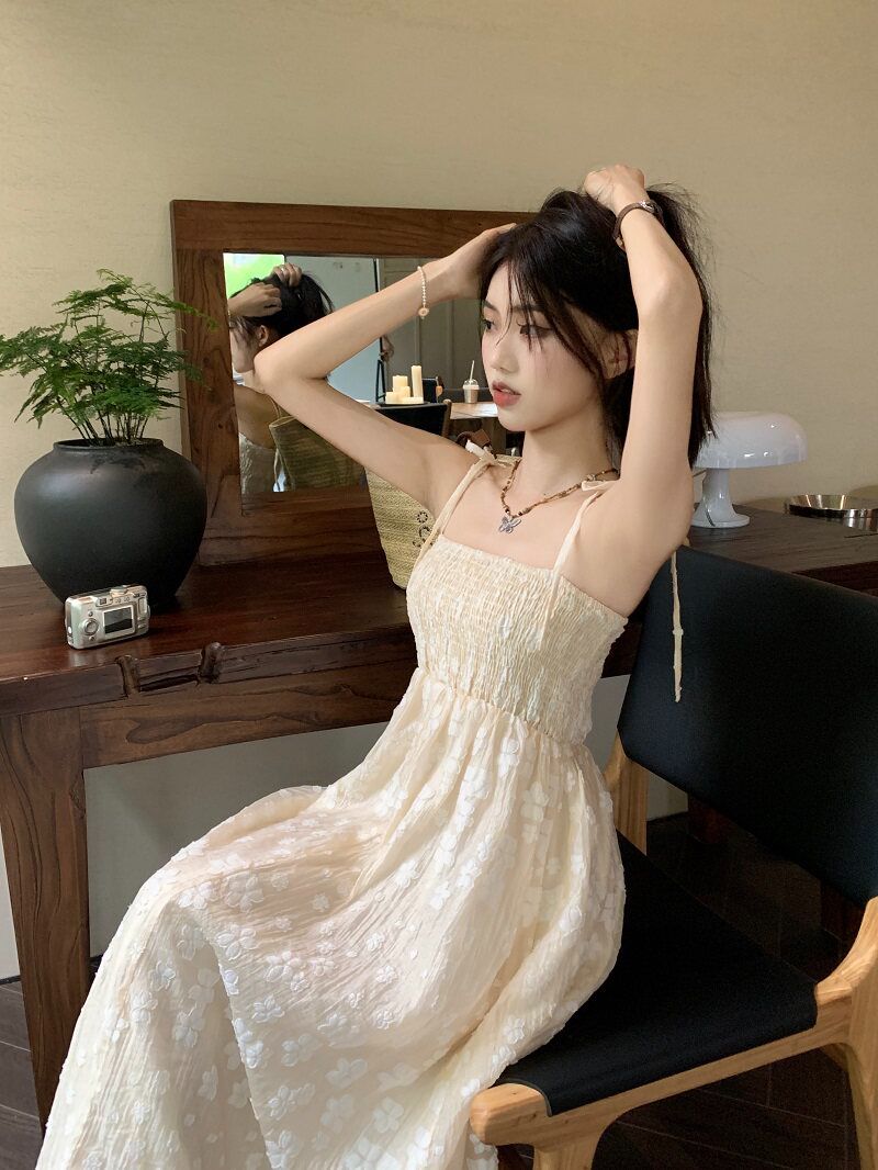 빅 사이즈 여성 의류 마이크로 지방 mm 달콤함 숙녀 명문 여성 바람 여름 요정 치마 자수 주름 명중 가져 가라. 슬립 드레스