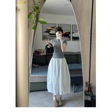 批发韩系松弛感休闲<b class='q'>运动</b>套装女夏季简约修身短袖T恤A字半身长裙两件套