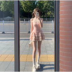 批发茶系一整套穿搭夏季小个子甜妹纯欲无袖上衣蛋糕半身裙两件套装女
