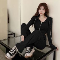 批发运动<b class='q'>套装</b><b class='q'>女</b>2026春秋新款长袖开衫不规则<b class='q'>卫衣</b>高腰休闲阔腿裤<b class='q'>两件</b>套