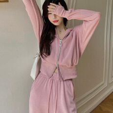 批发早秋季<b class='q'>运动服</b>网红时尚两件套装女秋冬2026<b class='q'>新款</b>粉色卫衣休闲长裤潮