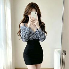 批发长袖衬衫连衣裙女秋季紧身包臀内搭打底短裙2026新款气质收腰裙子
