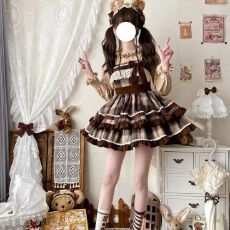批发焦糖可可套装秋冬lolita裙<b class='q'>可爱</b>日常洛丽塔jsk<b class='q'>连衣裙</b>全款套装