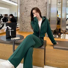 批发2026秋冬新款韩版慵懒休闲风连帽长袖开衫卫衣女显瘦卫衣卫裤套装