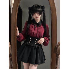 批发秋季日系心动邂逅少女感露肩纯欲衬衫上衣小个子量产显瘦半裙套装