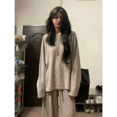 批发【官图 莱雅210克1*1】 慵懒风显瘦一整套休闲运动穿搭秋季新款