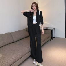 批发显瘦两件套2026夏新款胖mm<b class='q'>大码</b>女装网红<b class='q'>西装</b>薄款休闲套装