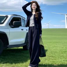 批发超好看秋季套<b class='q'>装</b>女2026新款针织开衫阔腿<b class='q'>裤</b><b class='q'>两件套</b>减龄休闲<b class='q'>装</b>