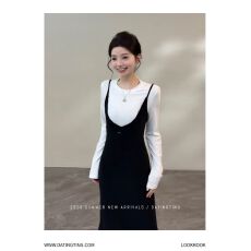 批发原版质量羊毛兔绒➕270人棉两件套颂宋秋季新款两件套吊带<b class='q'>连衣裙</b>