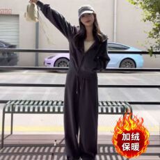 批发加绒加厚套装女<b class='q'>显瘦</b>松弛气质连帽卫衣<b class='q'>显瘦</b>休闲时尚套装女两件套