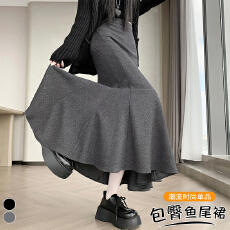 批发实拍 高腰<b class='q'>复古</b>拼接鱼尾裙2025秋冬显瘦百搭包臀裙垂感半身<b class='q'>长裙女</b>