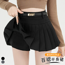 批发实拍 早春辣妹新款西装百褶半身裙女高腰显瘦a字<b class='q'>百搭</b>防走光裙裤