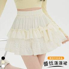 批发实拍 蝴蝶结蕾丝半身裙女春<b class='q'>夏</b>新款高腰A字短裙百搭显瘦蛋糕蓬蓬裙