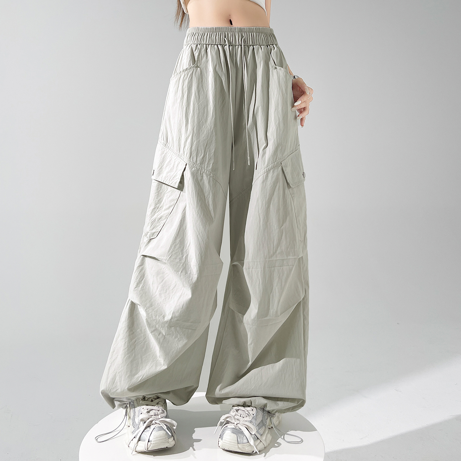 실사 2026 여름 새로운 얇은 스타일 속도 건조한 둘 착용 워크웨어 팬츠 하이웨이스트 캐주얼 바지 운동 바지 여성