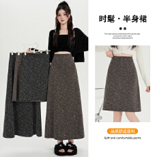批发实拍 <b class='q'>复古</b>高腰百搭软糯宽松半身裙美拉德垂感秋冬长短时尚A字裙