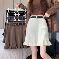 批发实拍 高腰显瘦针织百褶a字<b class='q'>半身裙</b>女2026新款秋冬百搭气质短裙