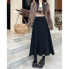 批发大码2025秋<b class='q'>冬</b>季新款显瘦a字针织半身裙女胖mm高腰伞裙百褶长裙子