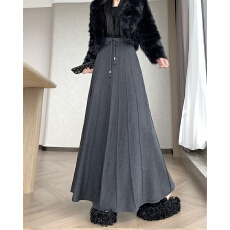 批发针织<b class='q'>半身裙</b>女秋冬2025<b class='q'>新款</b>垂感高腰抽绳显瘦裙子洋气百褶a字裙子