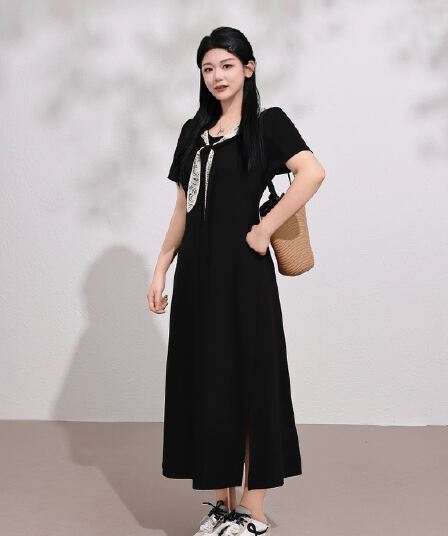 마이크로 지방 계란 자매 빅 사이즈 여성 의류 지방 mm 여름 숄 코디 레이스 드레스 반팔 허리 수축 치마