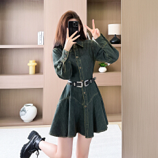 批发实拍有货春季新款牛仔长袖<b class='q'>连衣裙</b>短裙显瘦活泼<b class='q'>可爱</b>减龄