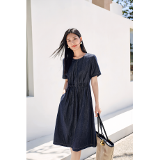 批发有货放心上图夏季<b class='q'>牛仔</b><b class='q'>连衣裙</b>短袖中长裙收腰高腰显瘦配皮带