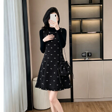 批发送包包法式蝴蝶结<b class='q'>印花</b><b class='q'>连衣裙</b>女2026秋季咖色叠穿显瘦背心裙三件套