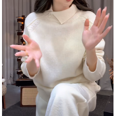 批发翻领单扣琥珀流光风潮流<b class='q'>不规则</b><b class='q'>针织衫</b>冬