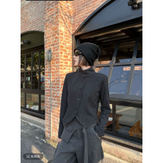 批发重磅上线冬季新款加绒小众设计立领长袖正肩修身打底上衣