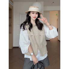 批发梨花雨眠】流苏毛边小香风百搭马甲洋气复古高级感坎肩外套