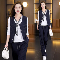 批发实拍 休闲时尚套装女减龄显瘦秋2026新款大码女装三件套