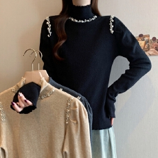 批发档口实拍秋冬新款大码时尚小心机设计针织衫百搭显瘦气质长袖上衣