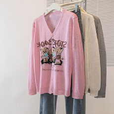 批发档口实拍大码夏季新款卡通小熊长袖<b class='q'>针织</b>防晒<b class='q'>开衫</b>超薄空调衫上衣