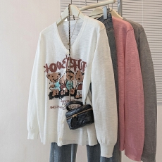 批发档口实拍大码夏季新款卡通小熊长袖针织防晒开衫超薄空调衫上衣